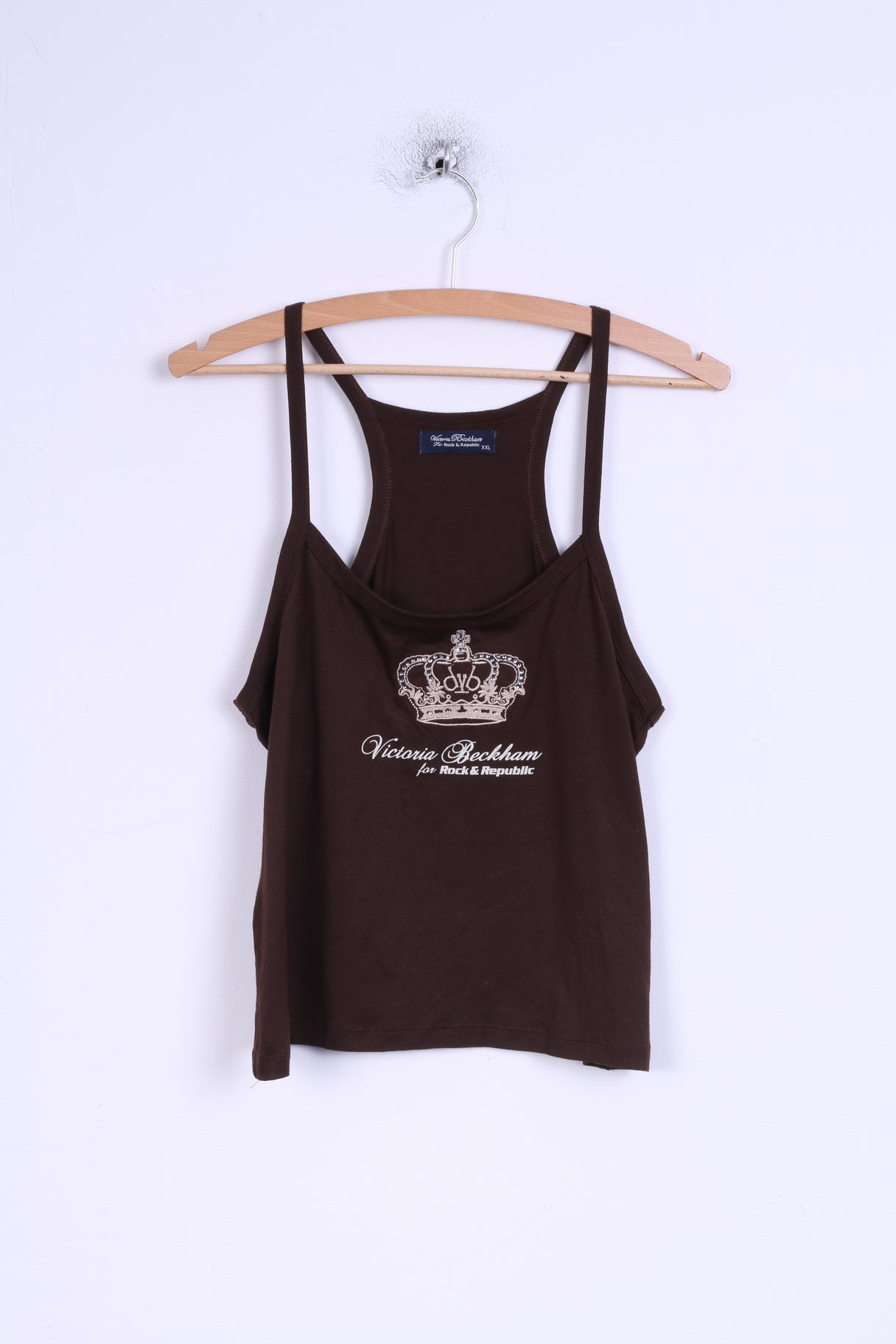 Victoria Beckham Womens XXL Short Tank Top Stretch Brown for Rock & Republic Sleeveless