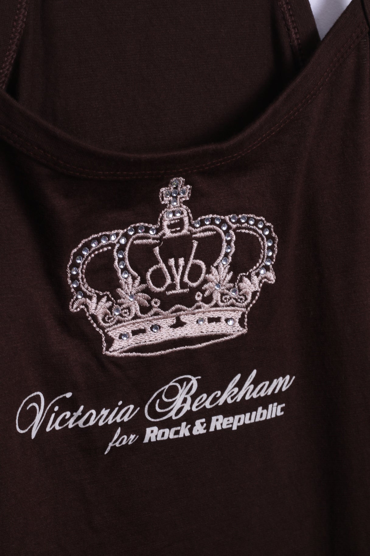 Victoria Beckham Womens XXL Short Tank Top Stretch Brown for Rock & Republic Sleeveless