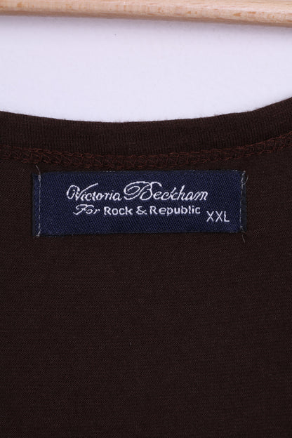 Victoria Beckham Womens XXL Short Tank Top Stretch Brown for Rock & Republic Sleeveless