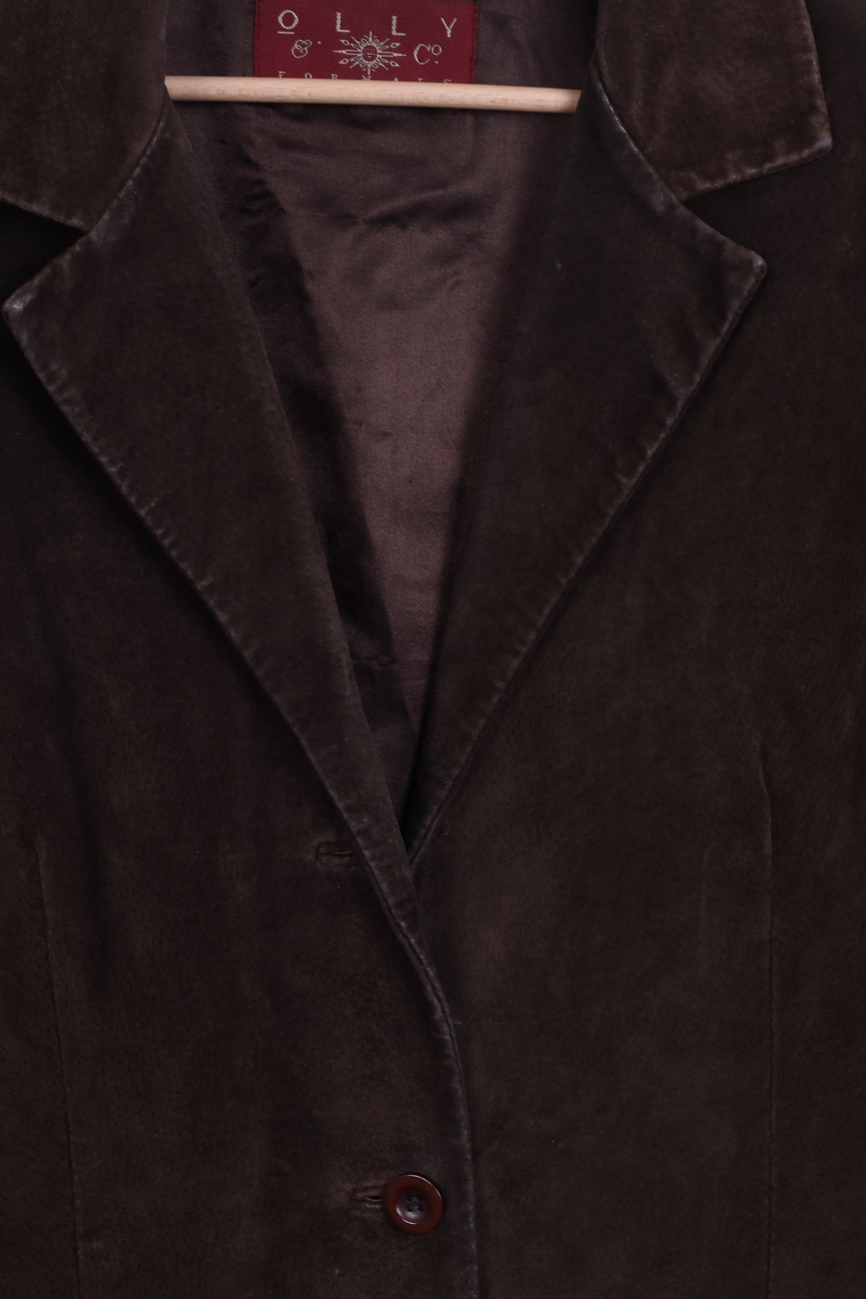 OLLY & Co Formals Womens 14 L Jacket Brown Leather Single Breasted Blazer