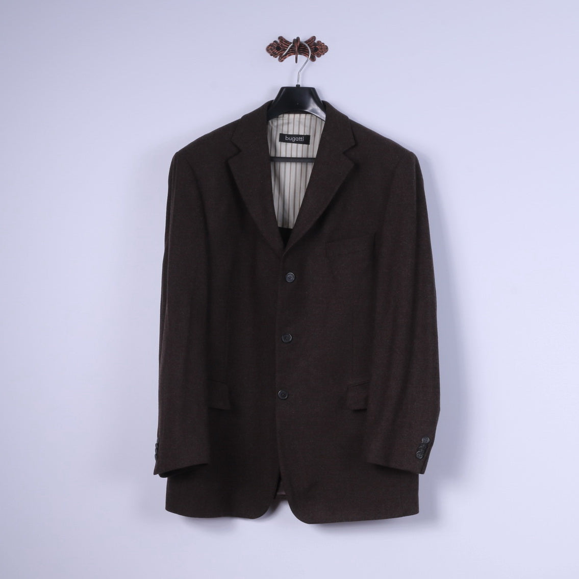 Bugatti Hommes 52 42 Blazer Marron 100% Laine Veste Classique Woolmark à Simple Boutonnage