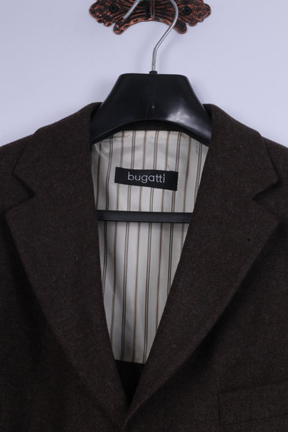 Bugatti Men 52 42 Blazer Brown 100% Wool Single Breasted Woolmark Classic Jacket