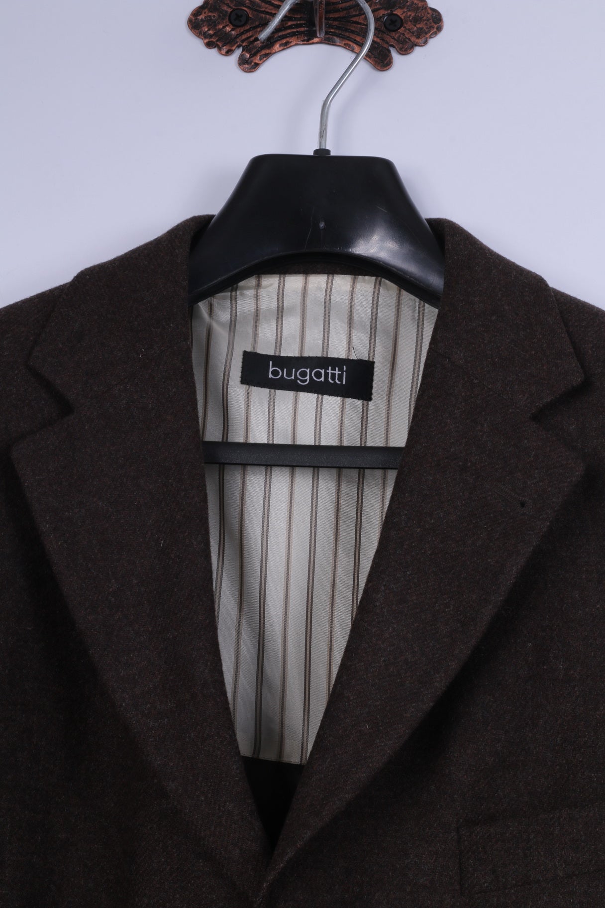 Bugatti Hommes 52 42 Blazer Marron 100% Laine Veste Classique Woolmark à Simple Boutonnage