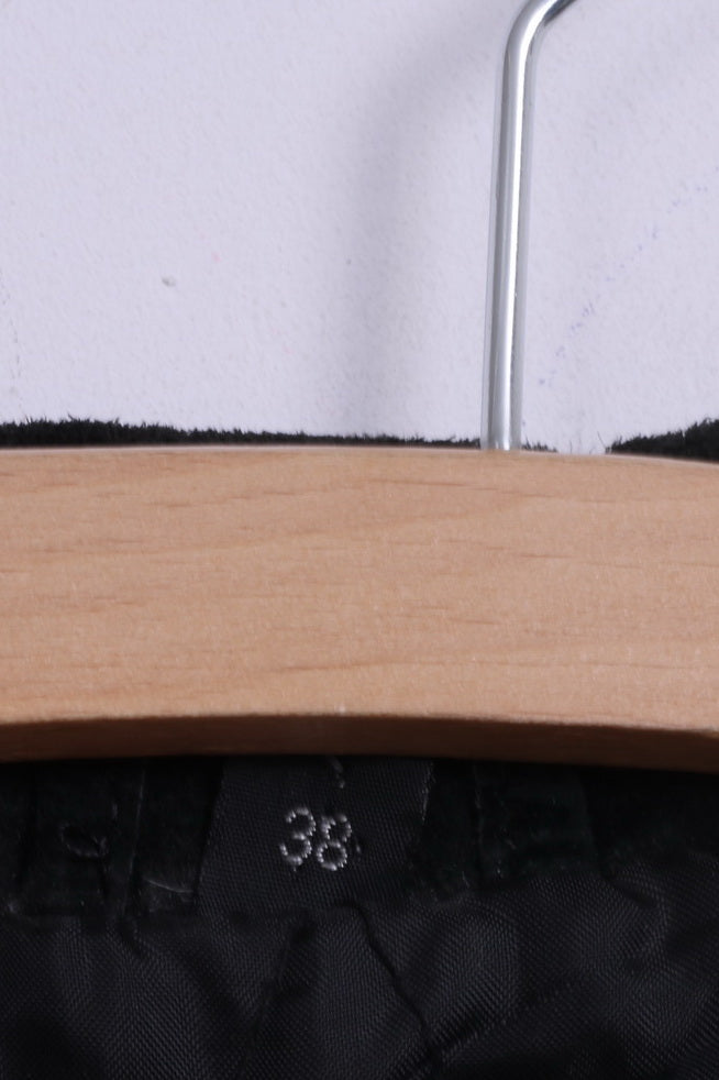 C&A Womens 38 M Jacket Vintage Black Suede Long Zippered Shoulder Pads