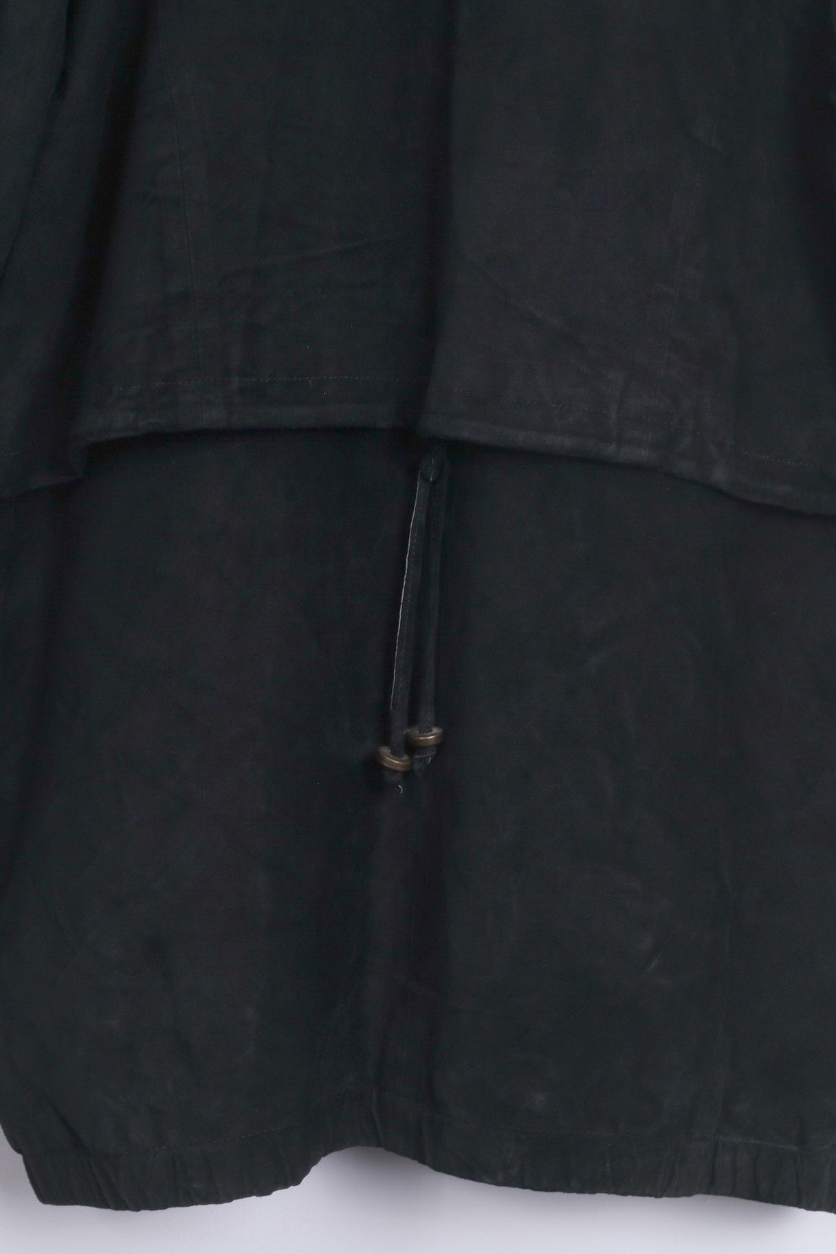 C&A Womens 38 M Jacket Vintage Black Suede Long Zippered Shoulder Pads