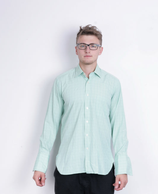 Charles Tyrwhitt Mens 15/38 M Formal Shirt Check Green Jermyn Street London Cufflinks - RetrospectClothes