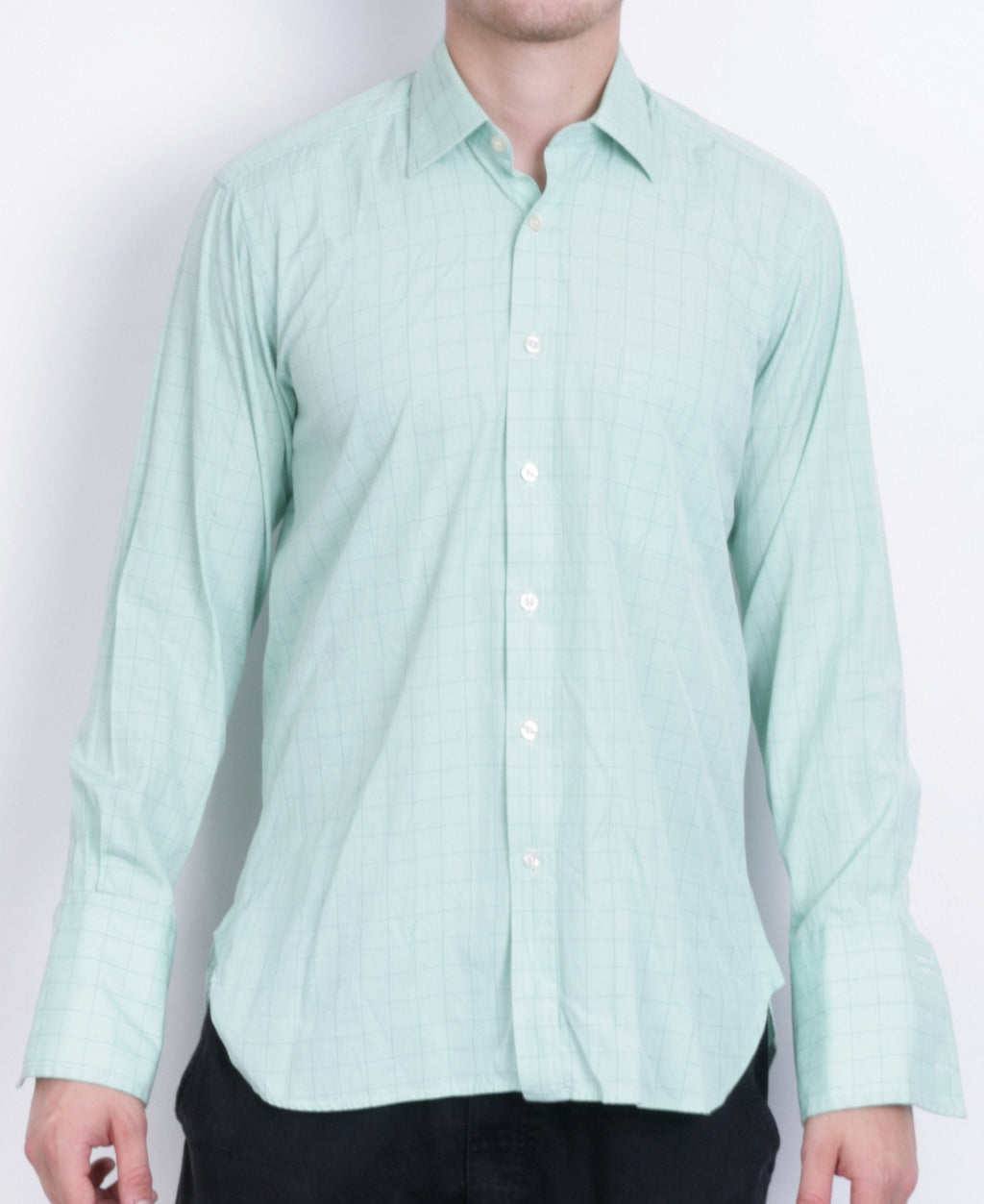 Charles Tyrwhitt Mens 15/38 M Formal Shirt Check Green Jermyn Street London Cufflinks - RetrospectClothes