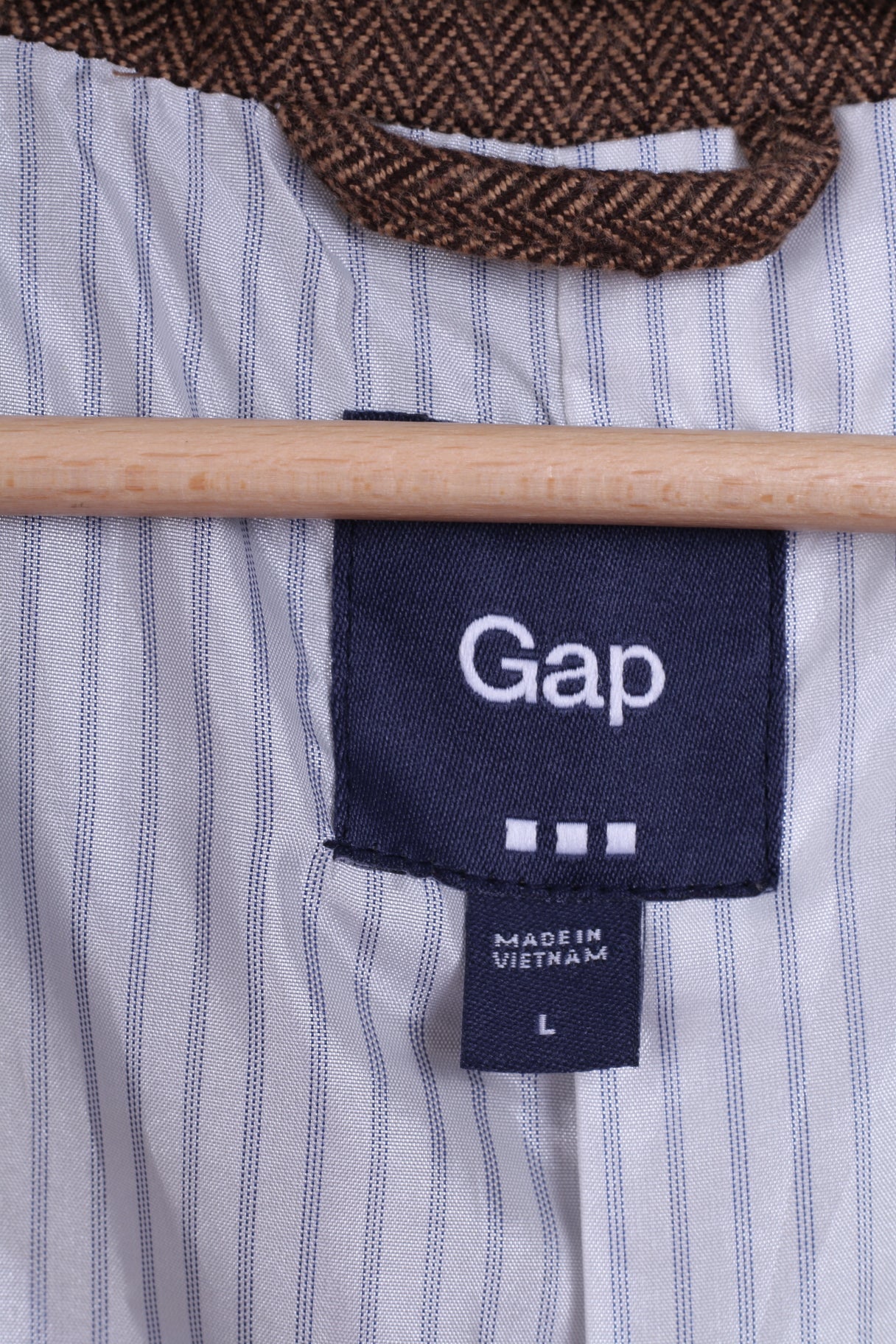 GAP Mens L Jacket Brown Herringbone Cotton Single Breasted Blazer