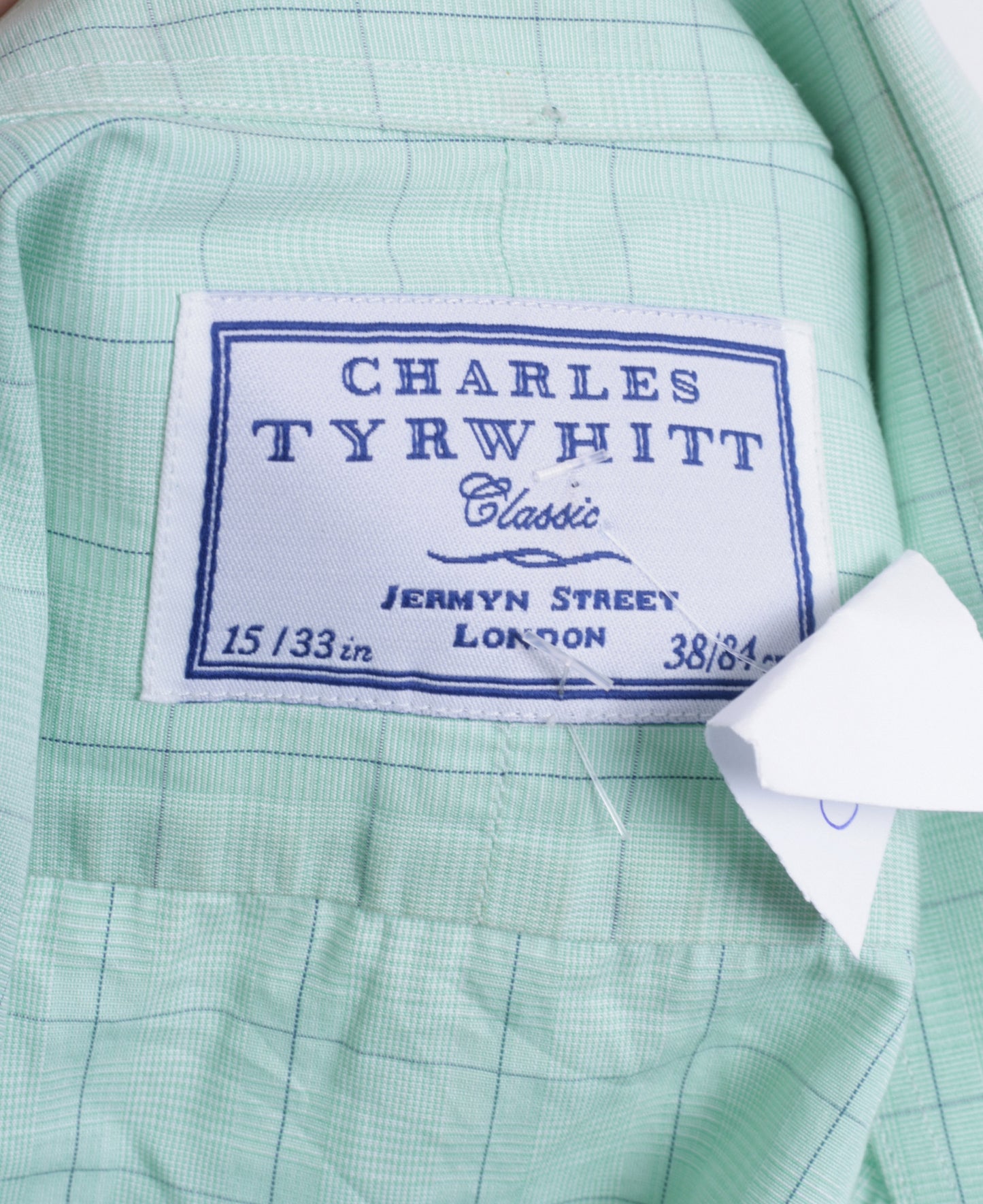 Charles Tyrwhitt Mens 15/38 M Formal Shirt Check Green Jermyn Street London Cufflinks - RetrospectClothes