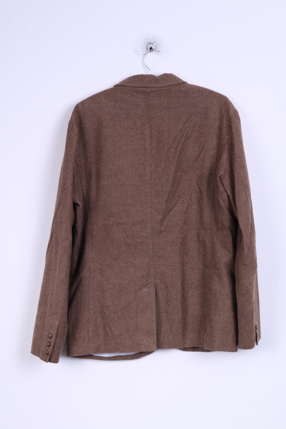 GAP Mens L Jacket Brown Herringbone Cotton Single Breasted Blazer