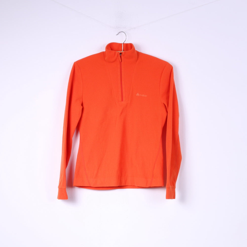 Odlo Top in pile da donna, felpa arancione, top sportivo con zip e collo 