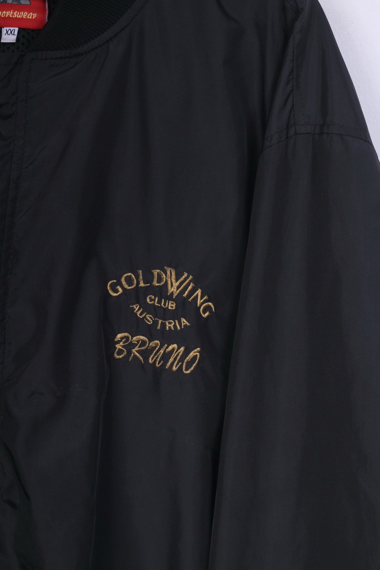 Excalibur Goldwing Club Austria Mens 2XL Bomber Jacket Black Full Zipper Sportswear Region Ost Vintage