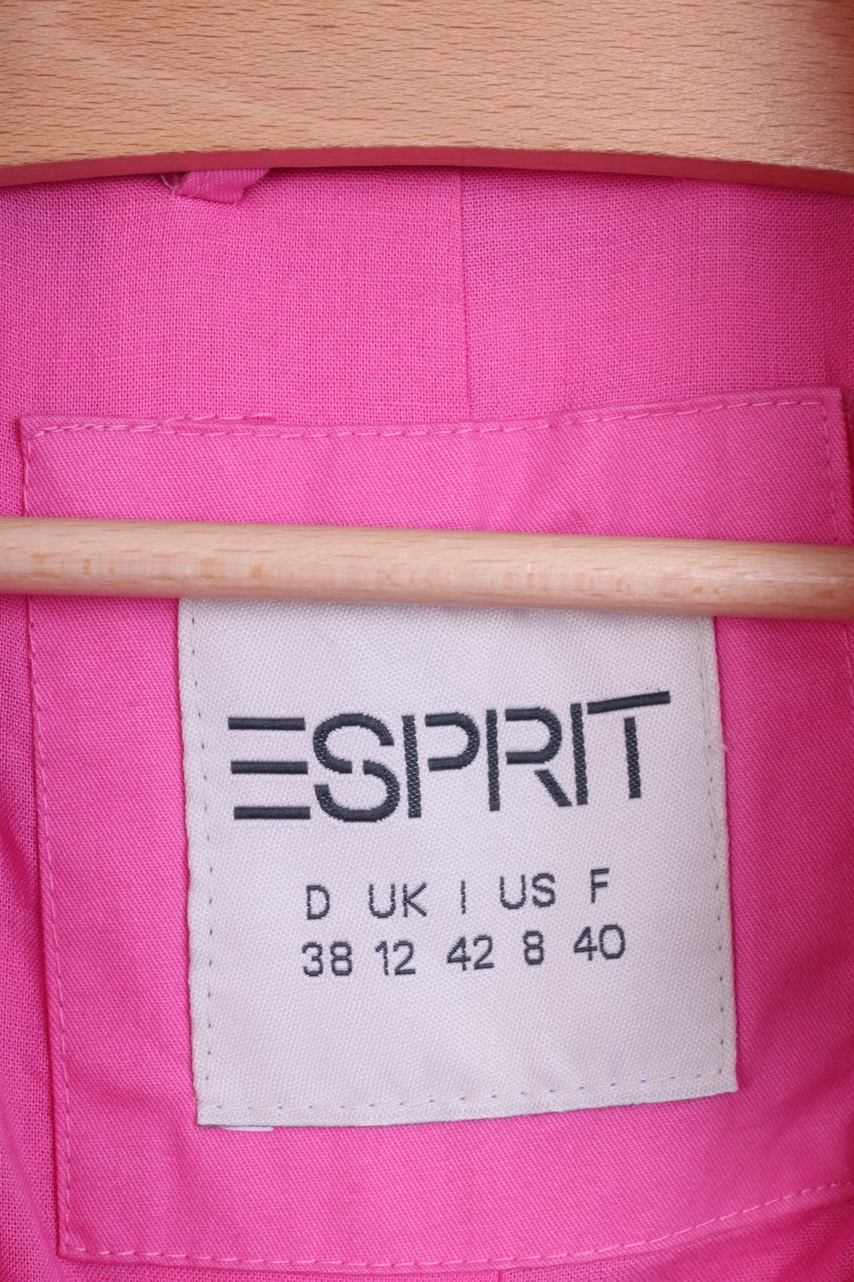 ESPRIT Womens 12 40 Trench Double Breasted Cotton Pink - RetrospectClothes