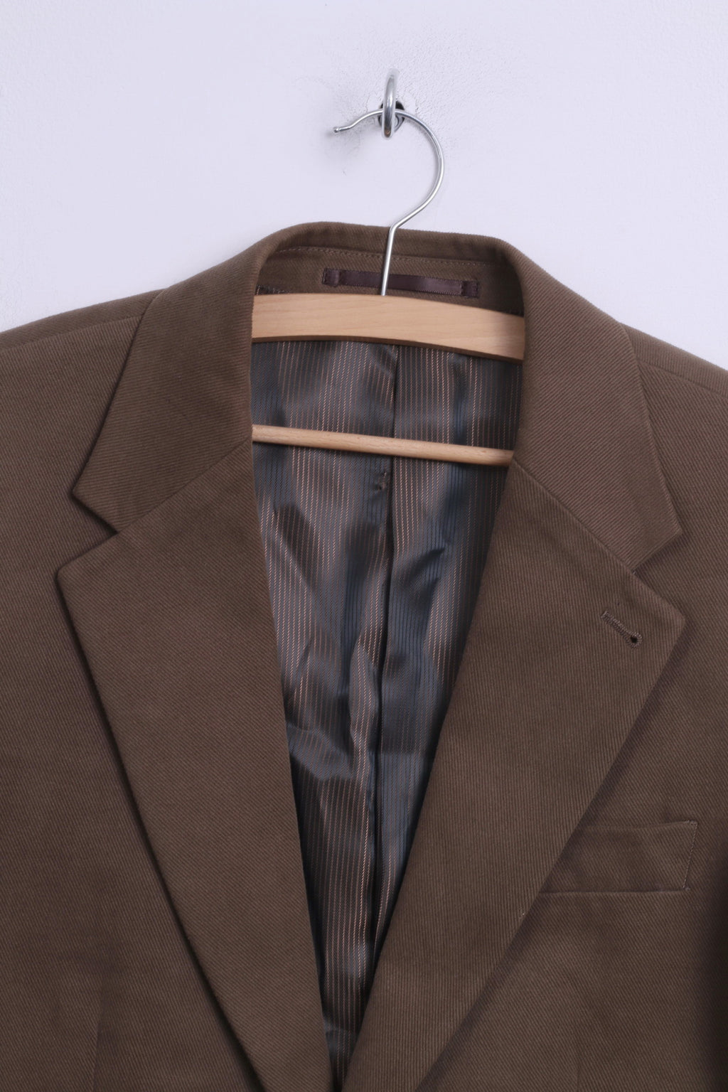 Fellini Menswear Veste à simple boutonnage en coton marron pour homme 36 S