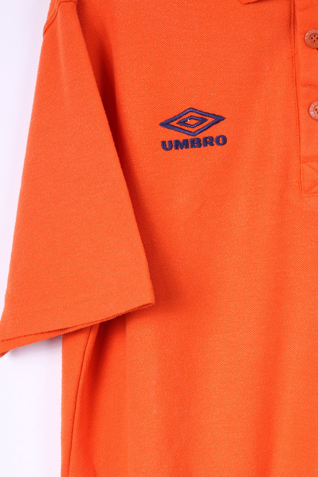 Umbro Mens M Polo Shirt Orange Detailed Buttons Cotton Blend Top