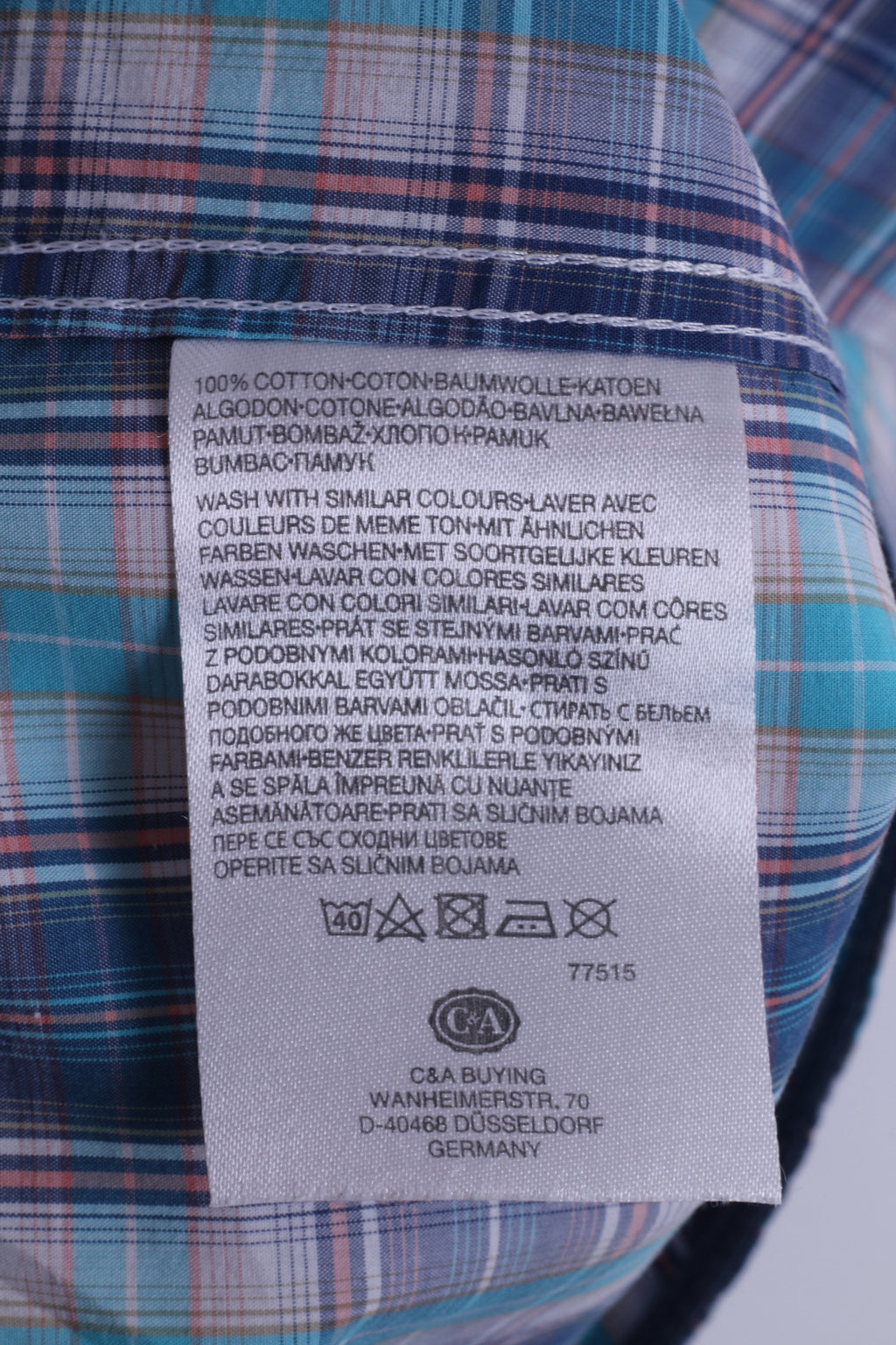 Angelo Litrico C&amp;A Chemise décontractée XL en coton à carreaux à manches courtes Bleu