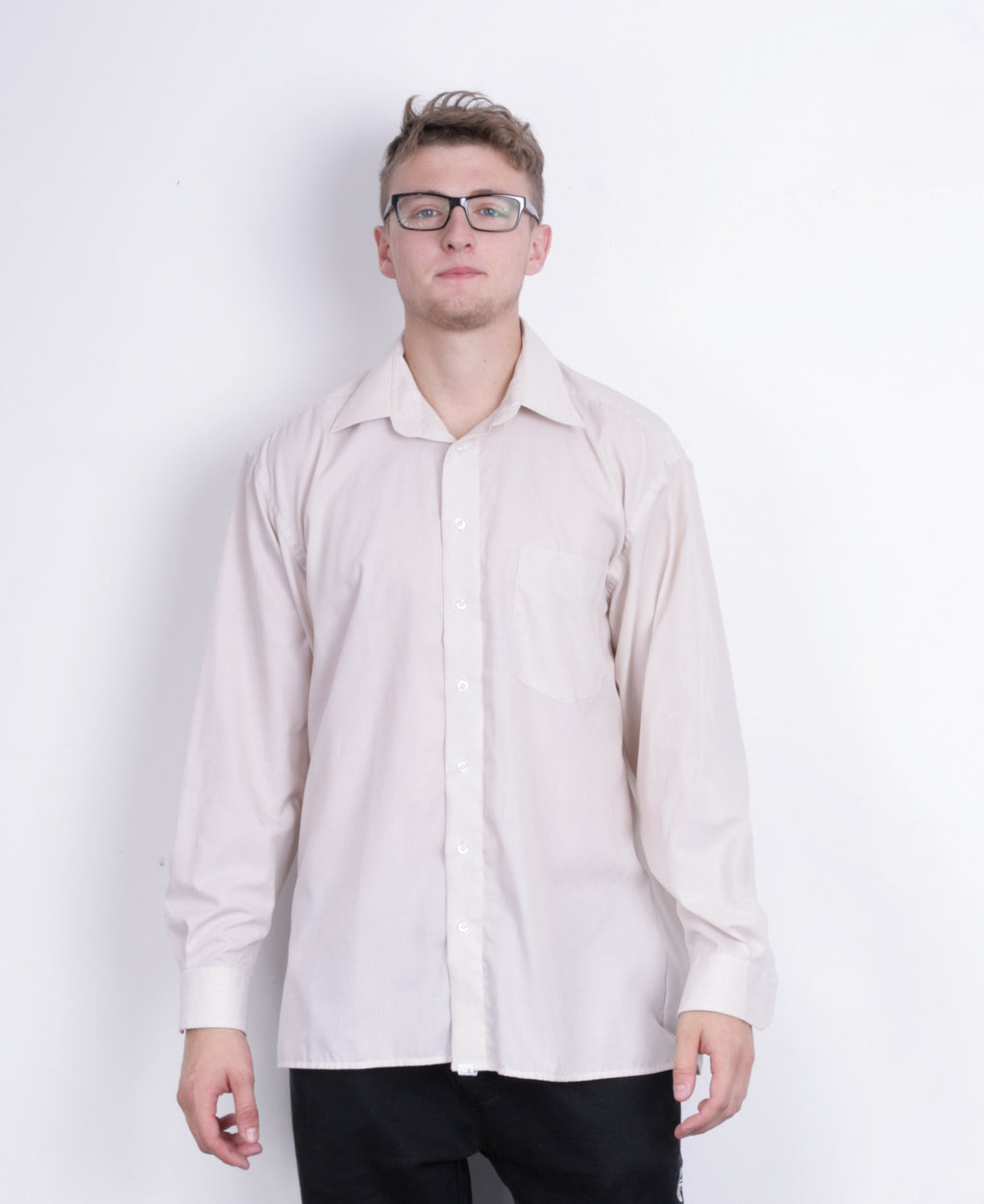 Paul R. Smith Mens 41 M Casual Shirt Beige Long Sleeve Cotton - RetrospectClothes