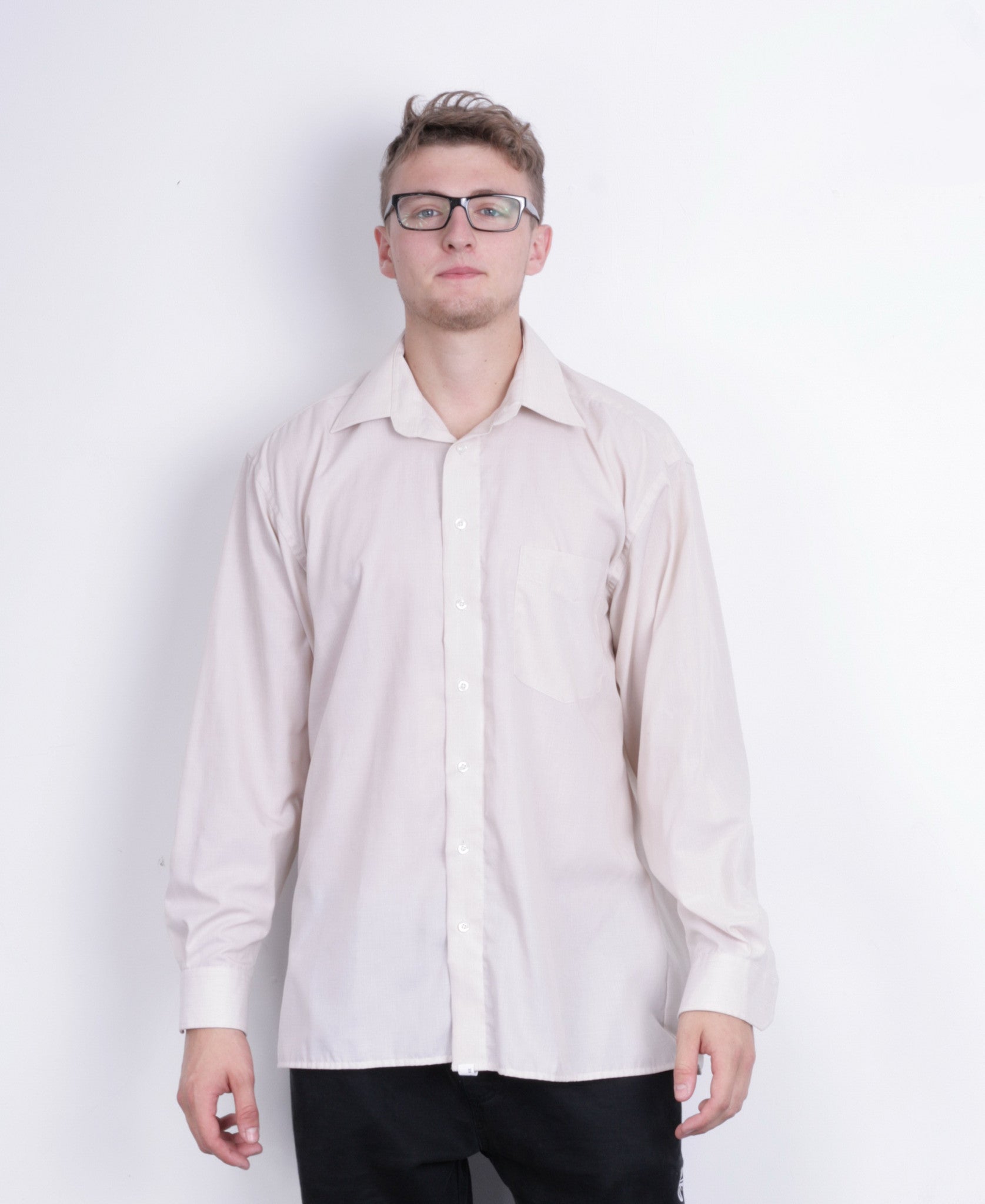 Paul R. Smith Mens 41 M Casual Shirt Beige Long Sleeve Cotton - RetrospectClothes