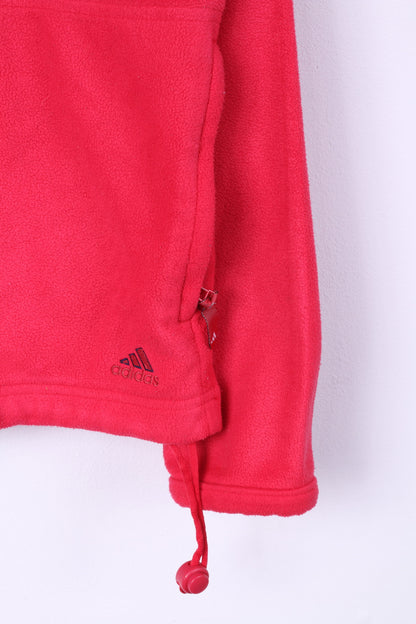 Adidas Womens 14 L Fleece Top Pink Sweatshirt Sportswear Funnel Neck