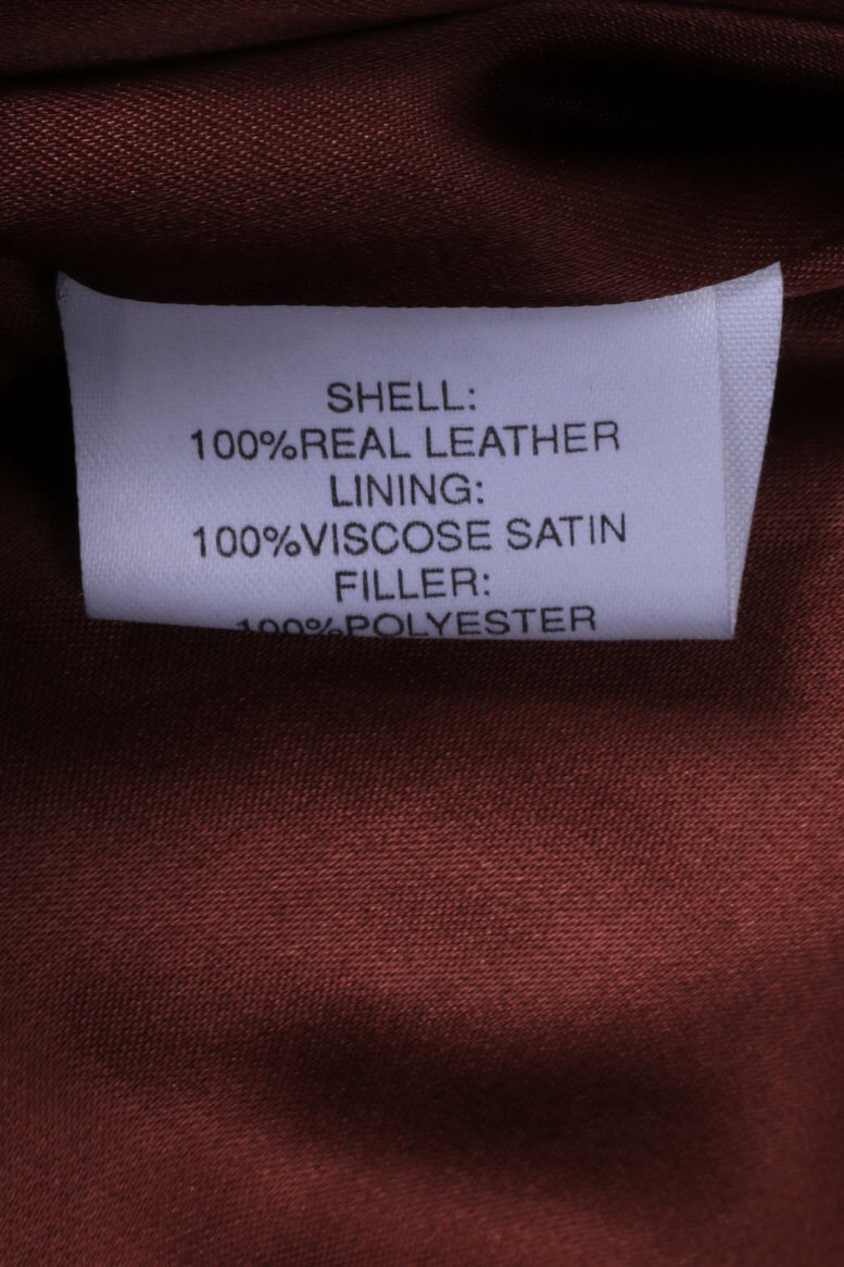 REWARD London Veste L pour femme en cuir marron avec épaulettes à simple boutonnage