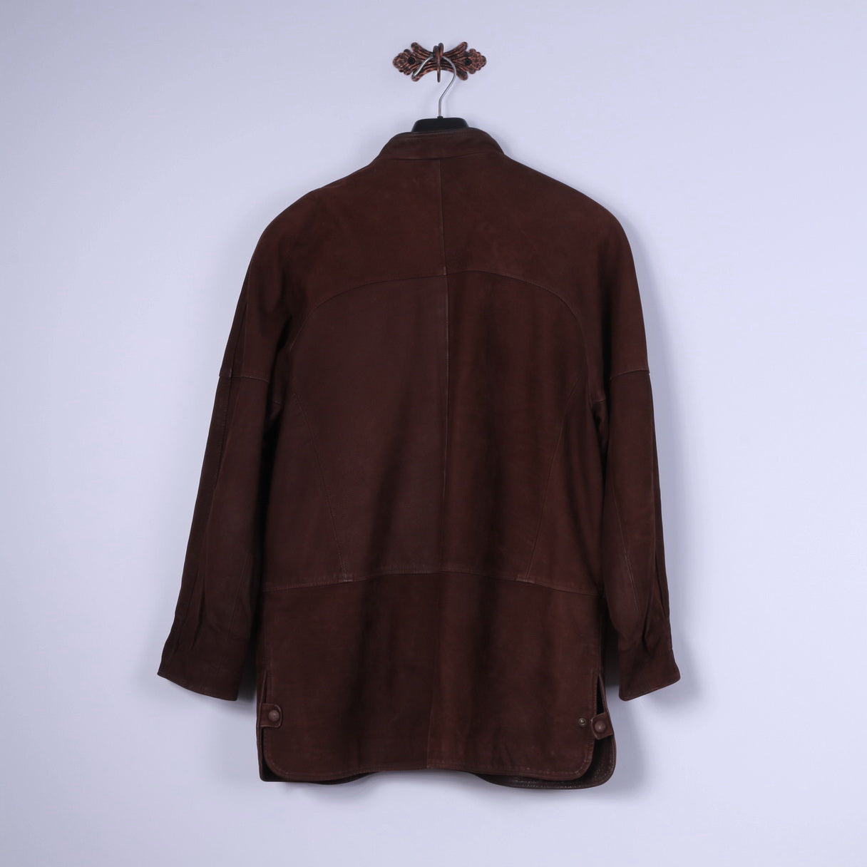 REWARD London Veste L pour femme en cuir marron avec épaulettes à simple boutonnage