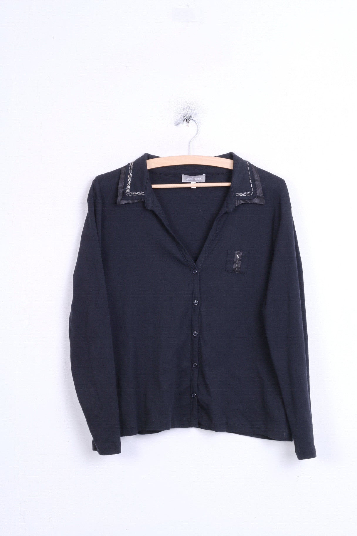 Steilmann Womens 16 XL Blouse Black Single Breasted - RetrospectClothes