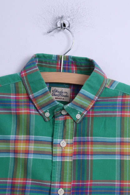 Green Effort Mens S Casual Shirt Green Cotton Checkered Button Down Collar
