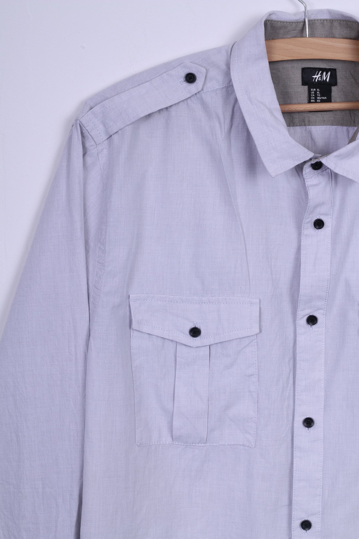 H&amp;M Chemise décontractée XL à manches longues en coton pour homme Col standard