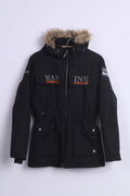 Giacca Parka Marine Boys 170 14-16 anni Nera imbottita con cappuccio Aquatex scandinava