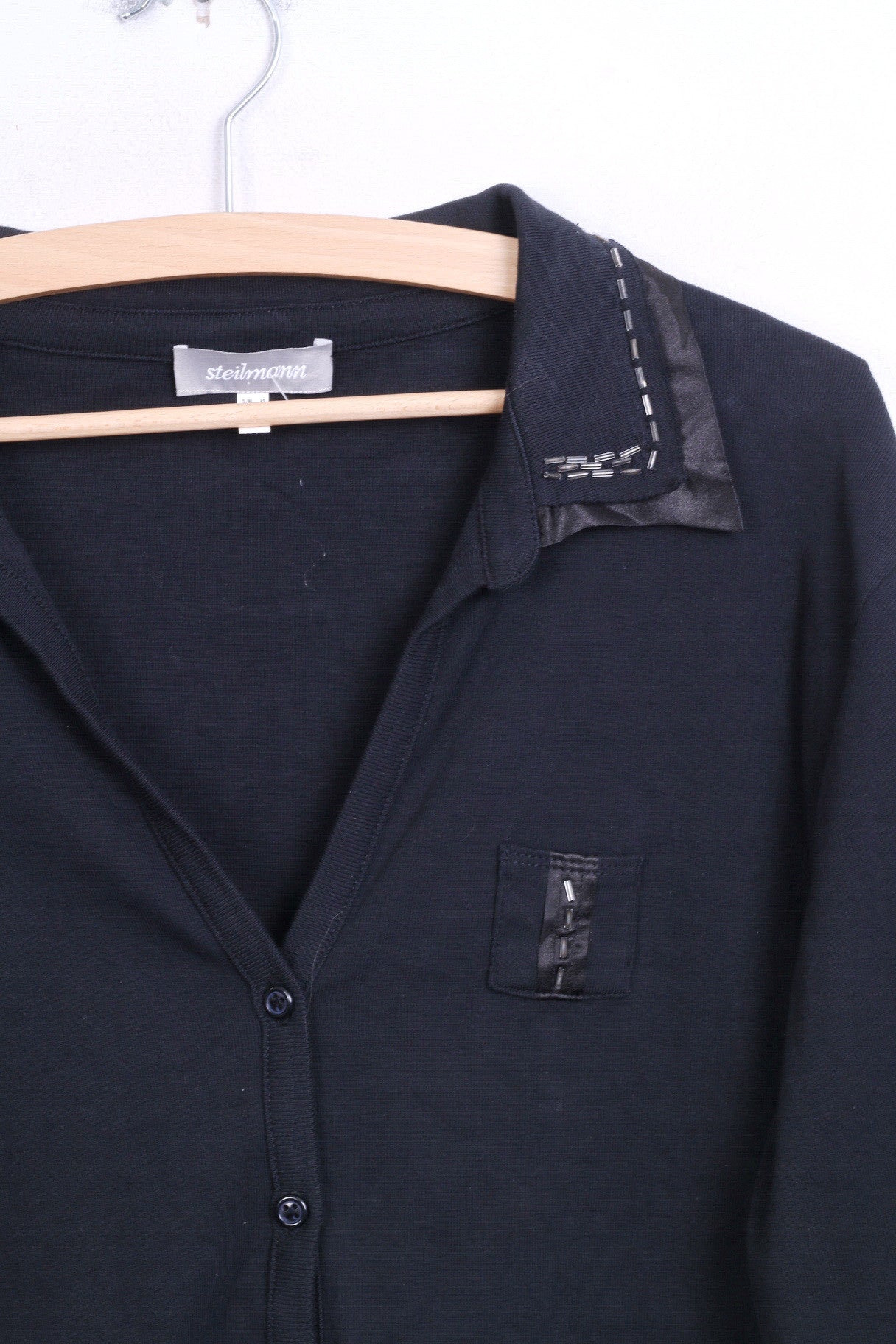 Steilmann Womens 16 XL Blouse Black Single Breasted - RetrospectClothes