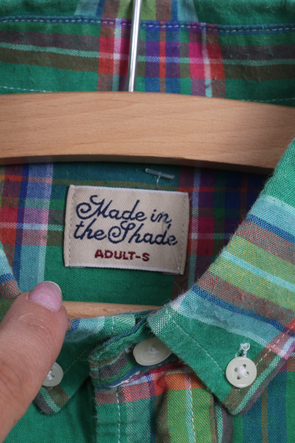 Green Effort Mens S Casual Shirt Green Cotton Checkered Button Down Collar