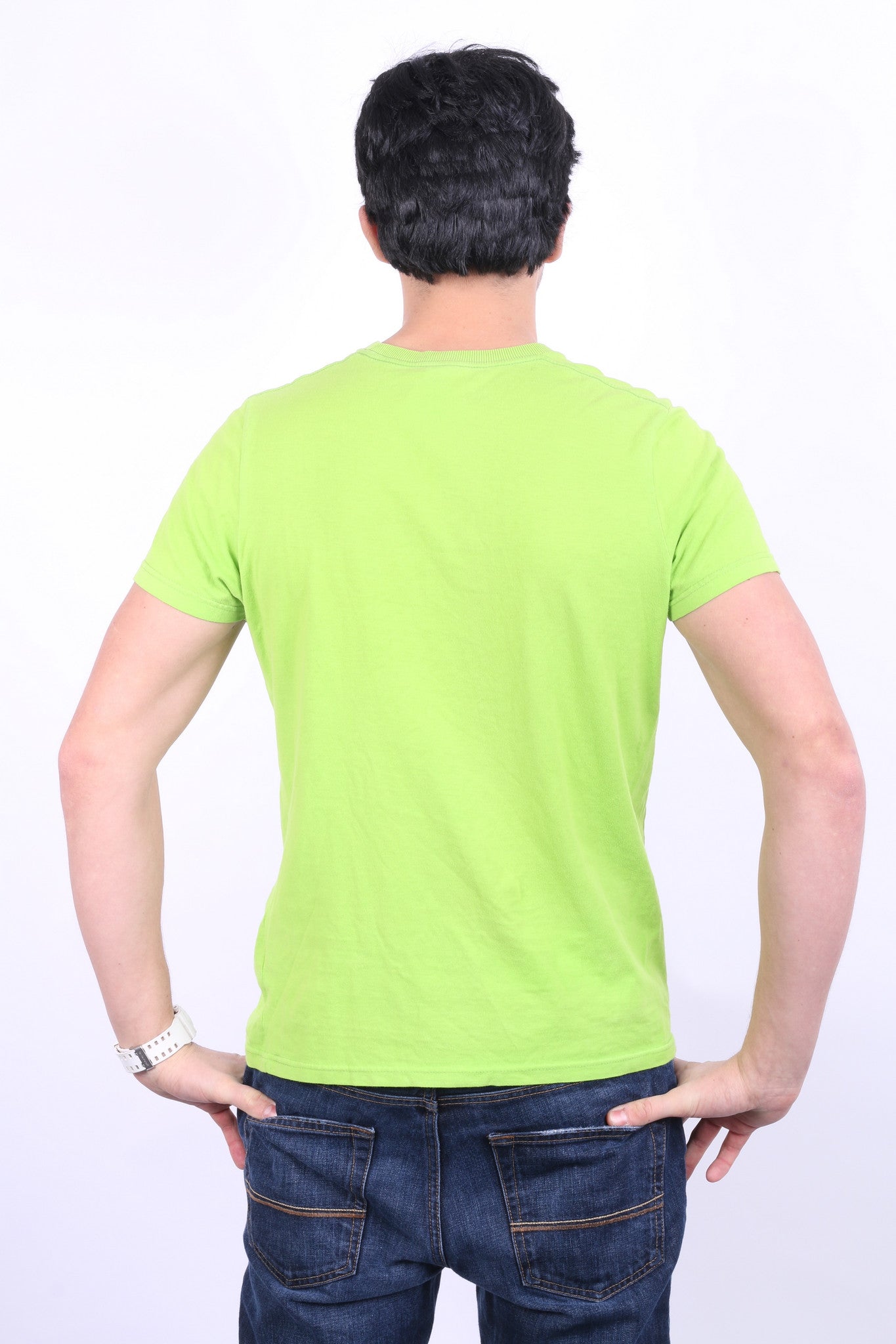 Hollister California Mens L Shirt Green Crew Neck Cotton Summer - RetrospectClothes