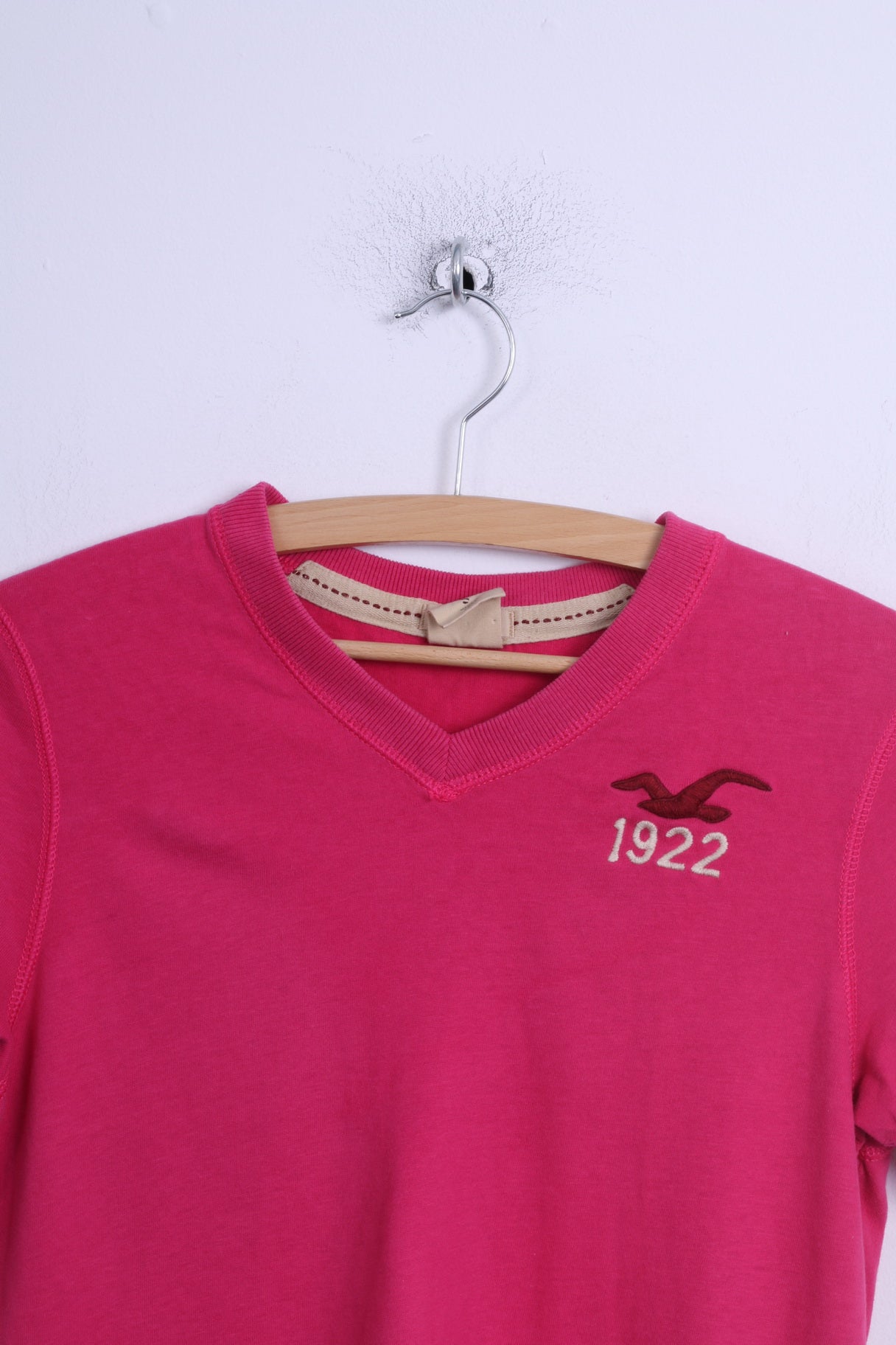 Camicia Hollister California da donna, vestibilità lunga, con scollo a V, cotone elasticizzato rosa