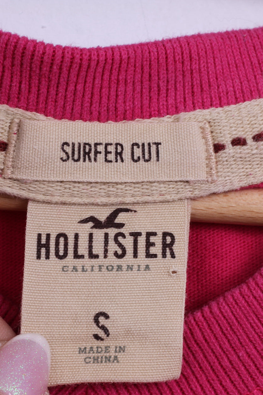 Hollister California Womens S Shirt Pink Cotton Stretch V Neck Long Fit Top
