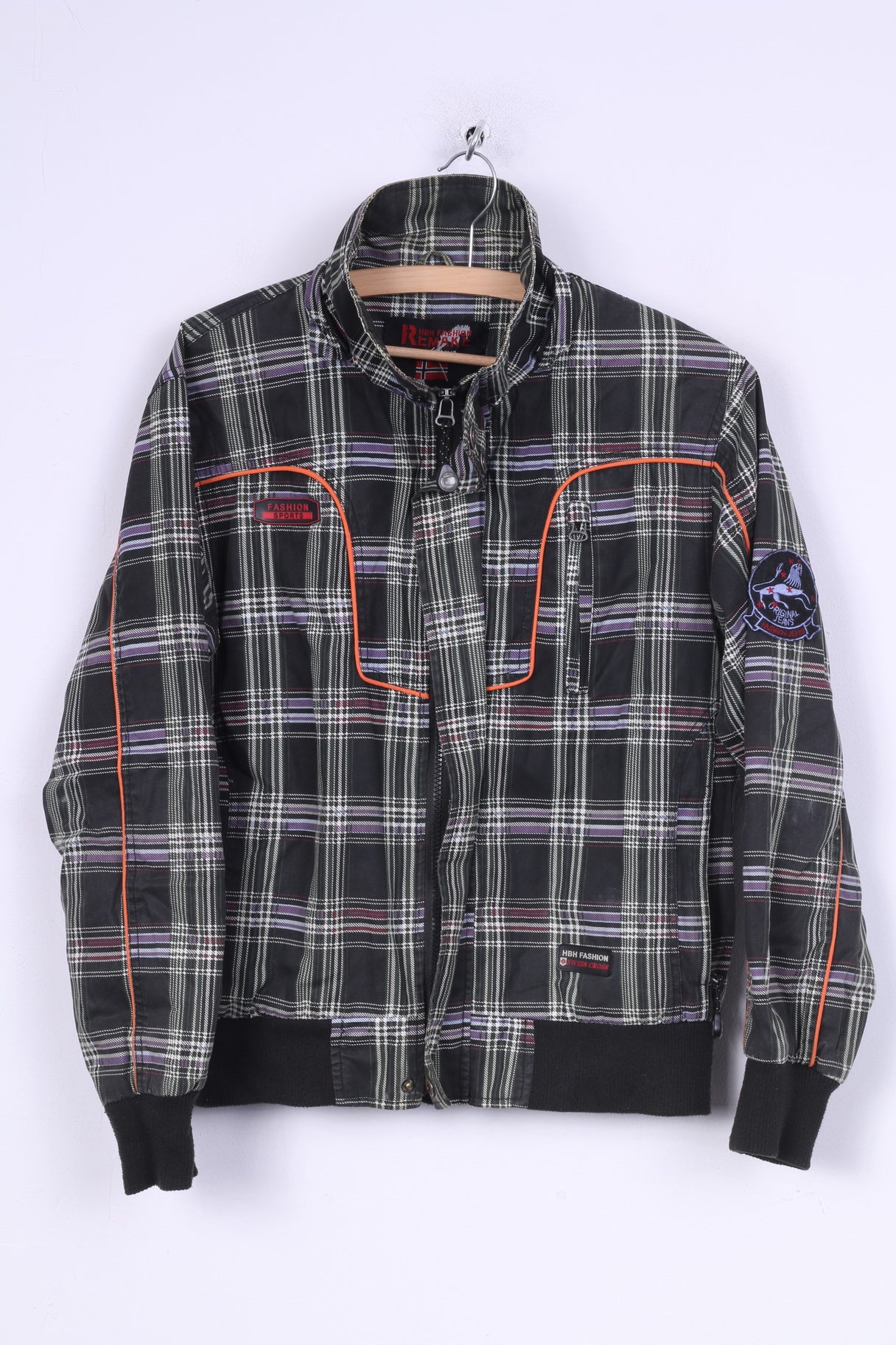 Hbh Fashion Remake Boys 146 Veste Otdoor Check Vert Fermeture Éclair Complète Coton Croix Suisse 