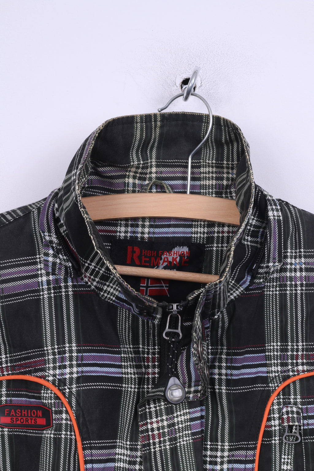 Hbh Fashion Remake Boys 146 Veste Otdoor Check Vert Fermeture Éclair Complète Coton Croix Suisse 