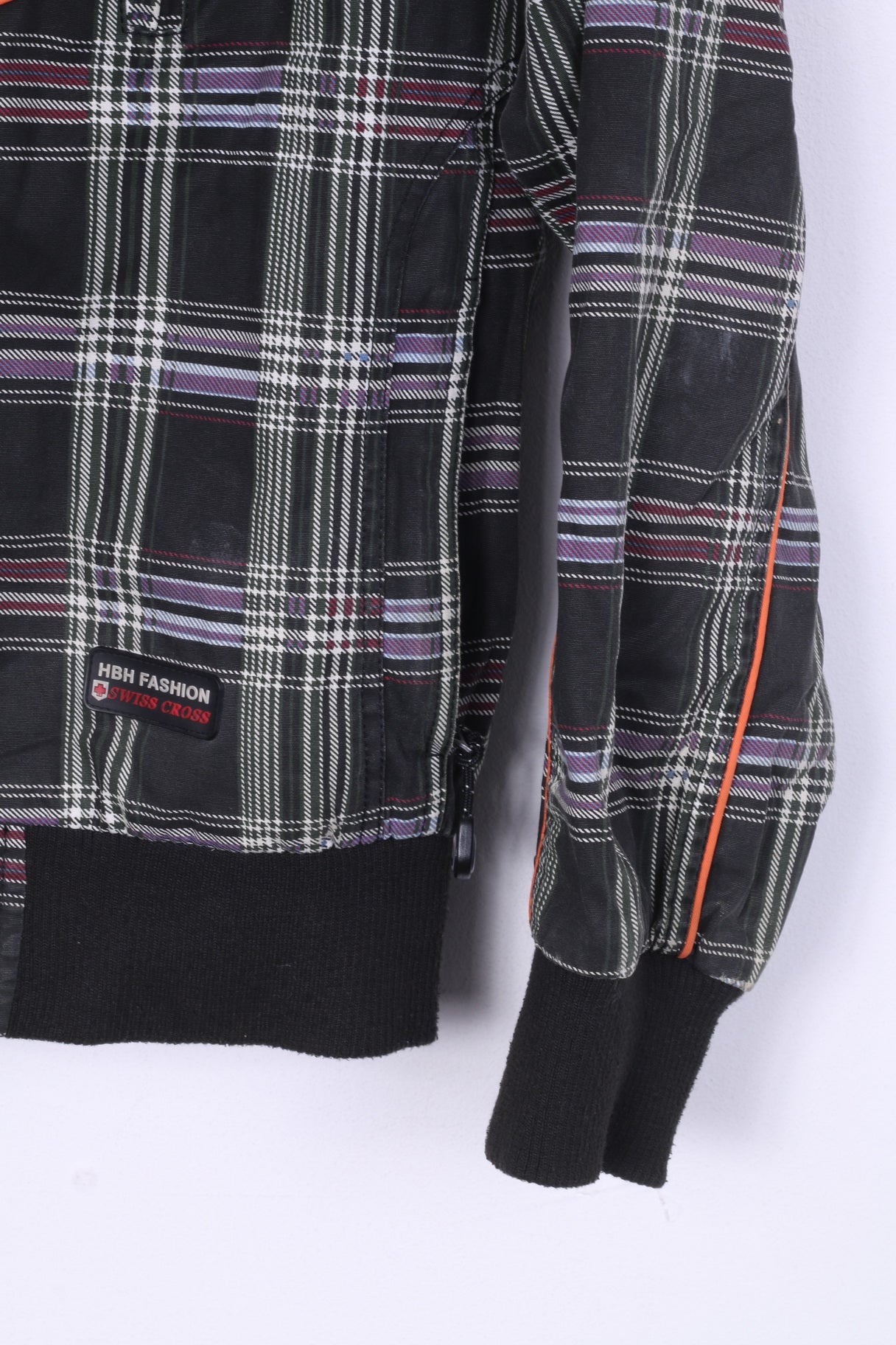 Hbh Fashion Remake Boys 146 Veste Otdoor Check Vert Fermeture Éclair Complète Coton Croix Suisse 