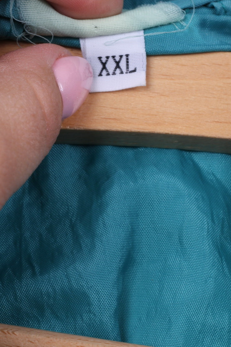 Vintage Mens 2XL Bomber Jacket Full Zipper Sea Green Sportswear Light Active Top