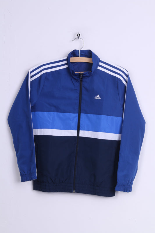 Adidas Boys 10-12 Age Track Top Jacket Blue Zip Up Lightweight Sport