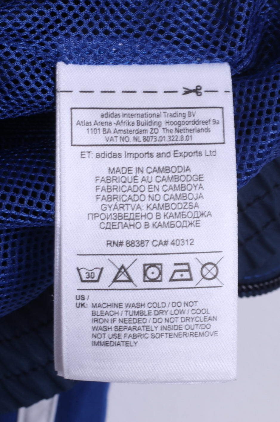 Adidas Veste de survêtement légère pour garçon 10-12 ans Bleu Zip Up