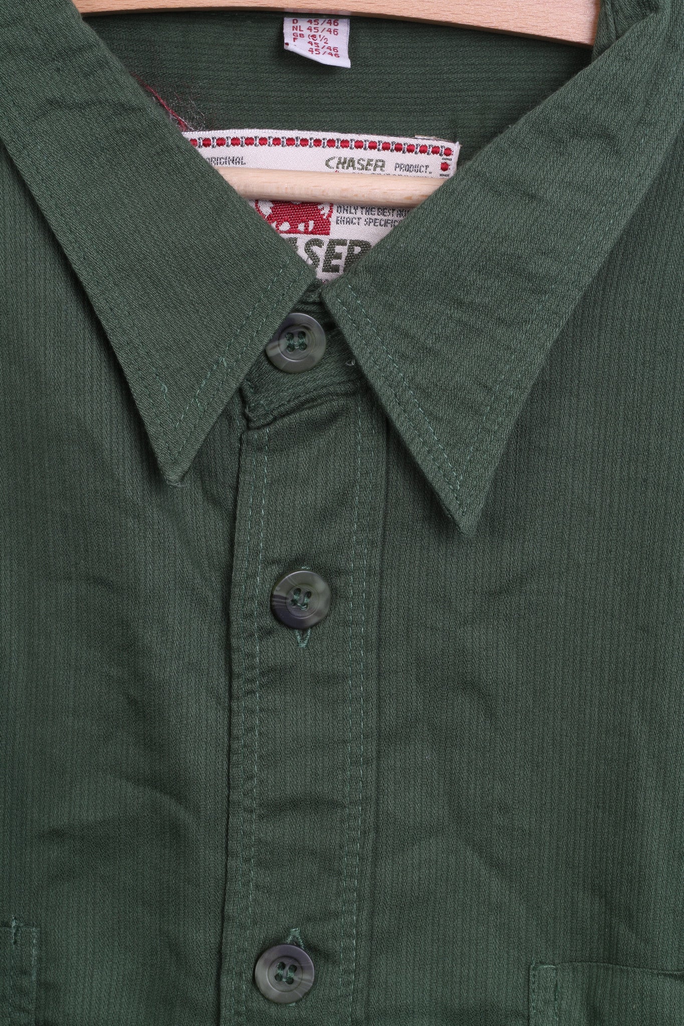 CHASER Mens 16.5 2XL Casual Shirt Bottle Green Cotton Standard Collar - RetrospectClothes