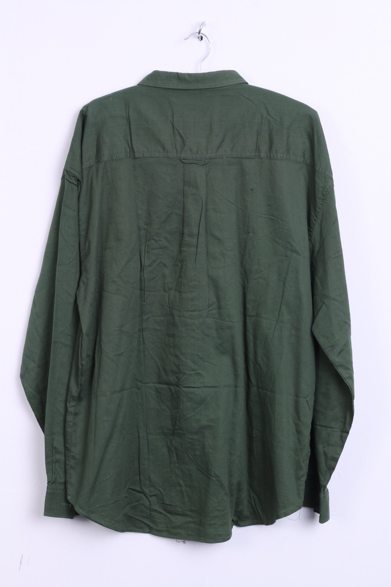 CHASER Mens 16.5 2XL Casual Shirt Bottle Green Cotton Standard Collar - RetrospectClothes