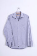 Strellson Mens 41 16 Casual Shirt Striped Cotton Grey Standard Collar - RetrospectClothes