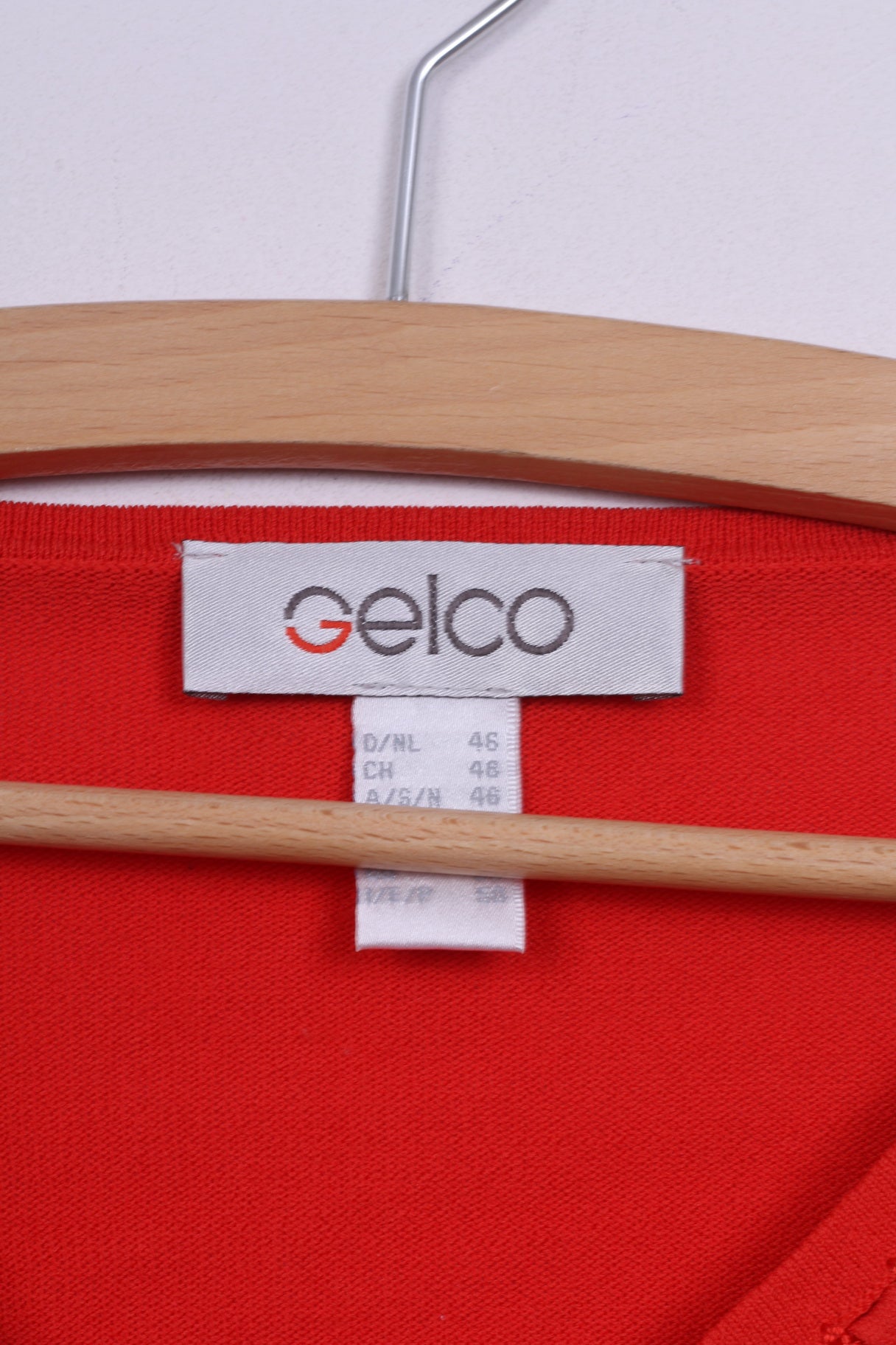 Gelco Donna 20 2XL Camicetta Maglione Arancione Scollo a V Manica 7/8 Top Vintage 