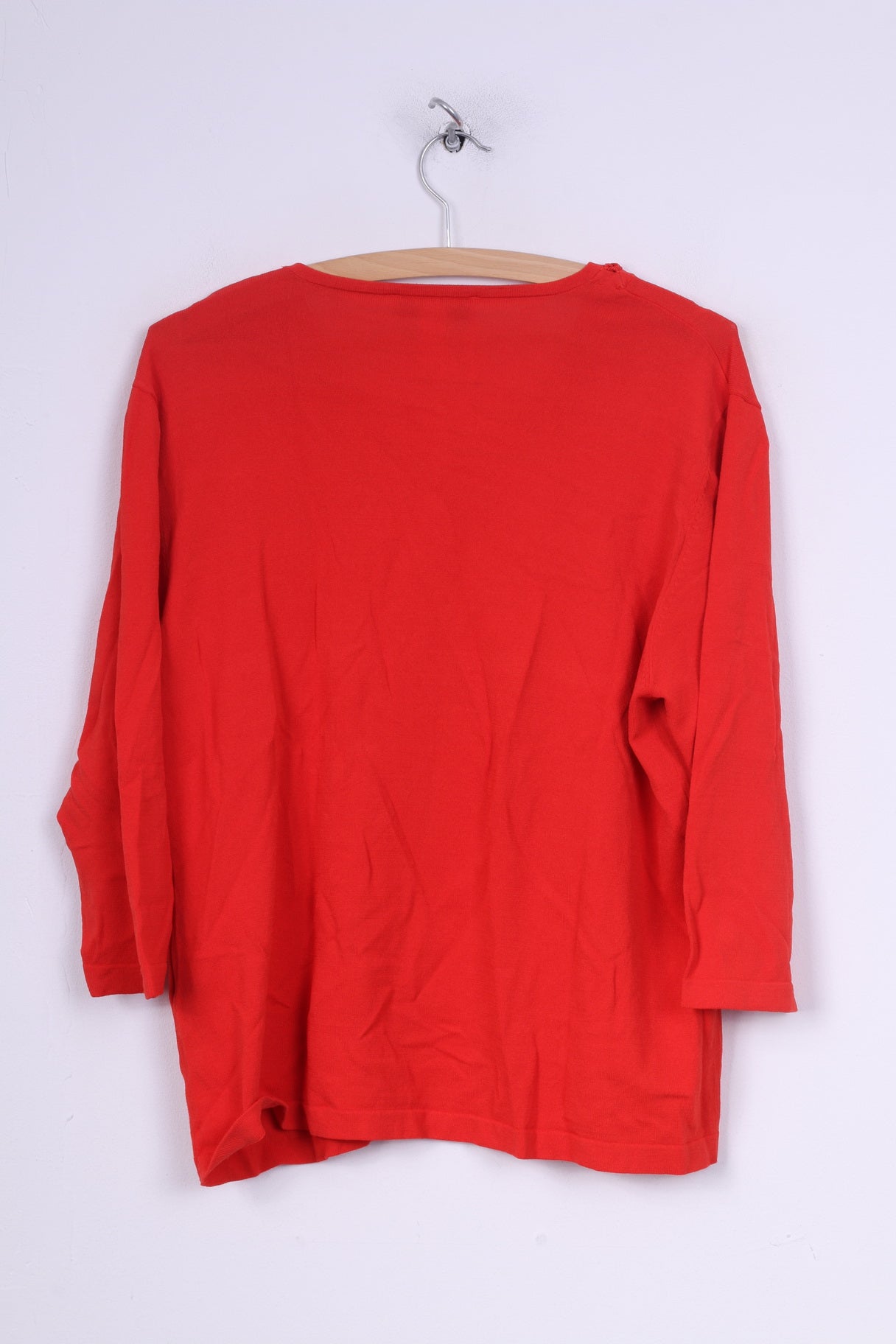 Gelco Donna 20 2XL Camicetta Maglione Arancione Scollo a V Manica 7/8 Top Vintage 