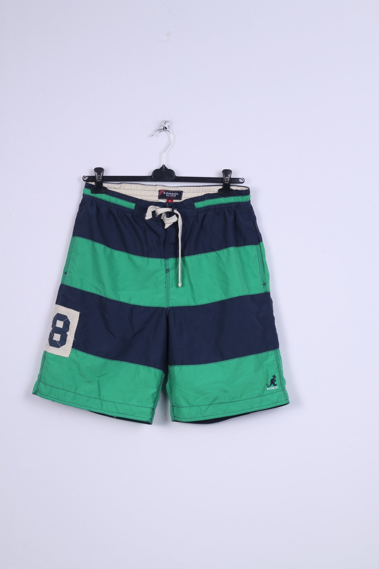 KANGOL Mens L Swimming  Shorts Sport Red Sport Green Striped Swimpants