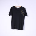 Teddy Smith Mens S T-Shirt Black Zip Detailed Top Cotton Black