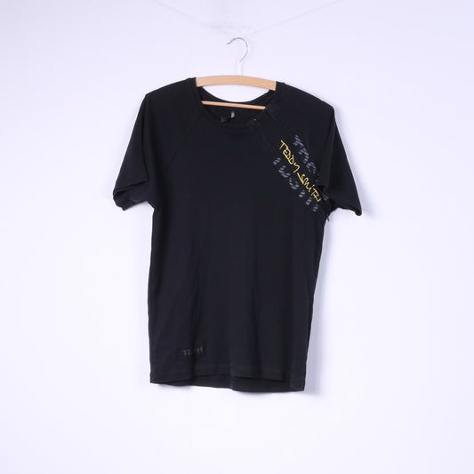 Teddy Smith Homme S T-Shirt Noir Zip Détaillé Haut Coton Noir