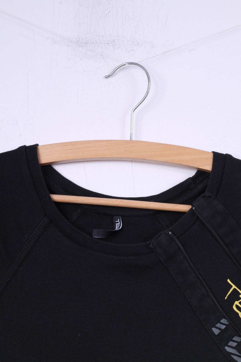 Teddy Smith Mens S T-Shirt Black Zip Detailed Top Cotton Black