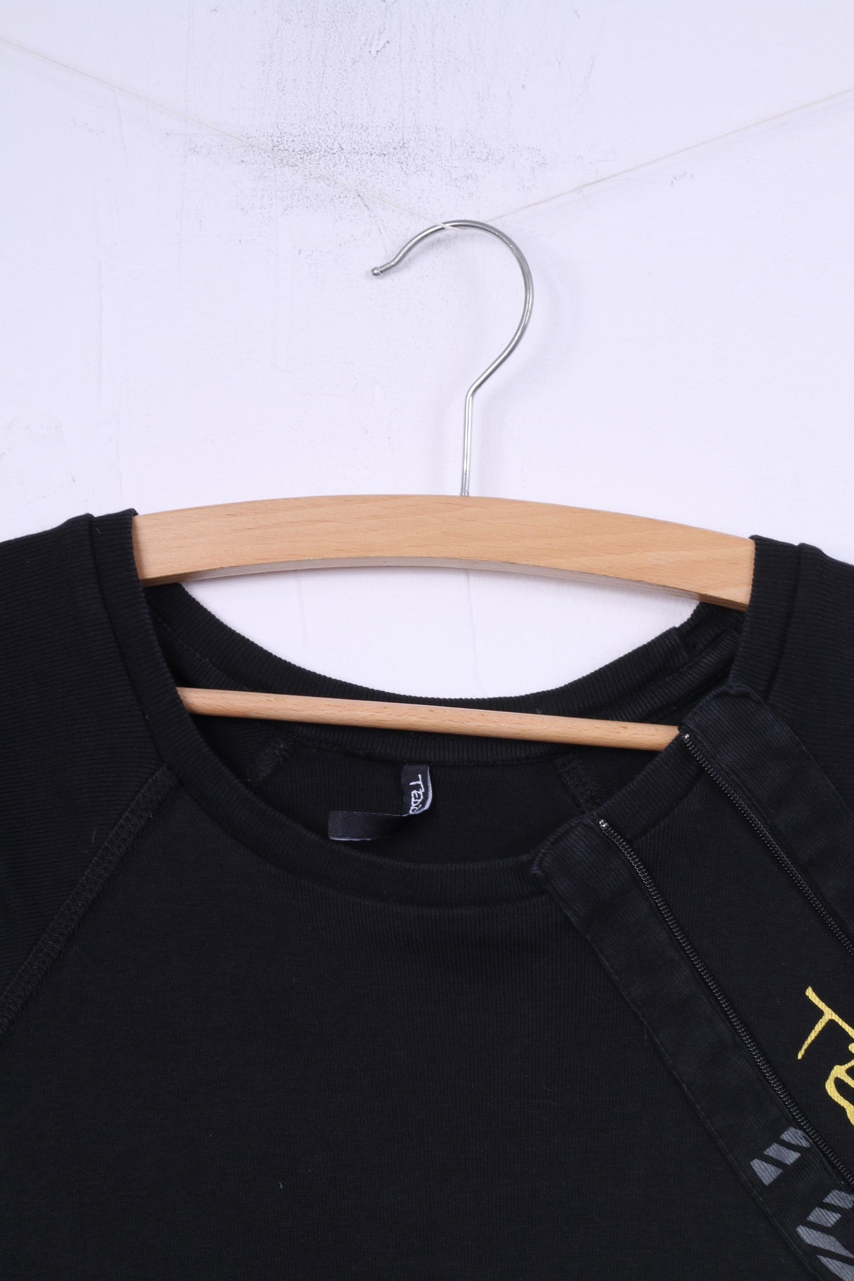 Teddy Smith Mens S T-Shirt Black Zip Detailed Top Cotton Black